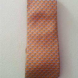 SERO New England Classics Hand Made 100% Silk Orange Blue Whale Tie